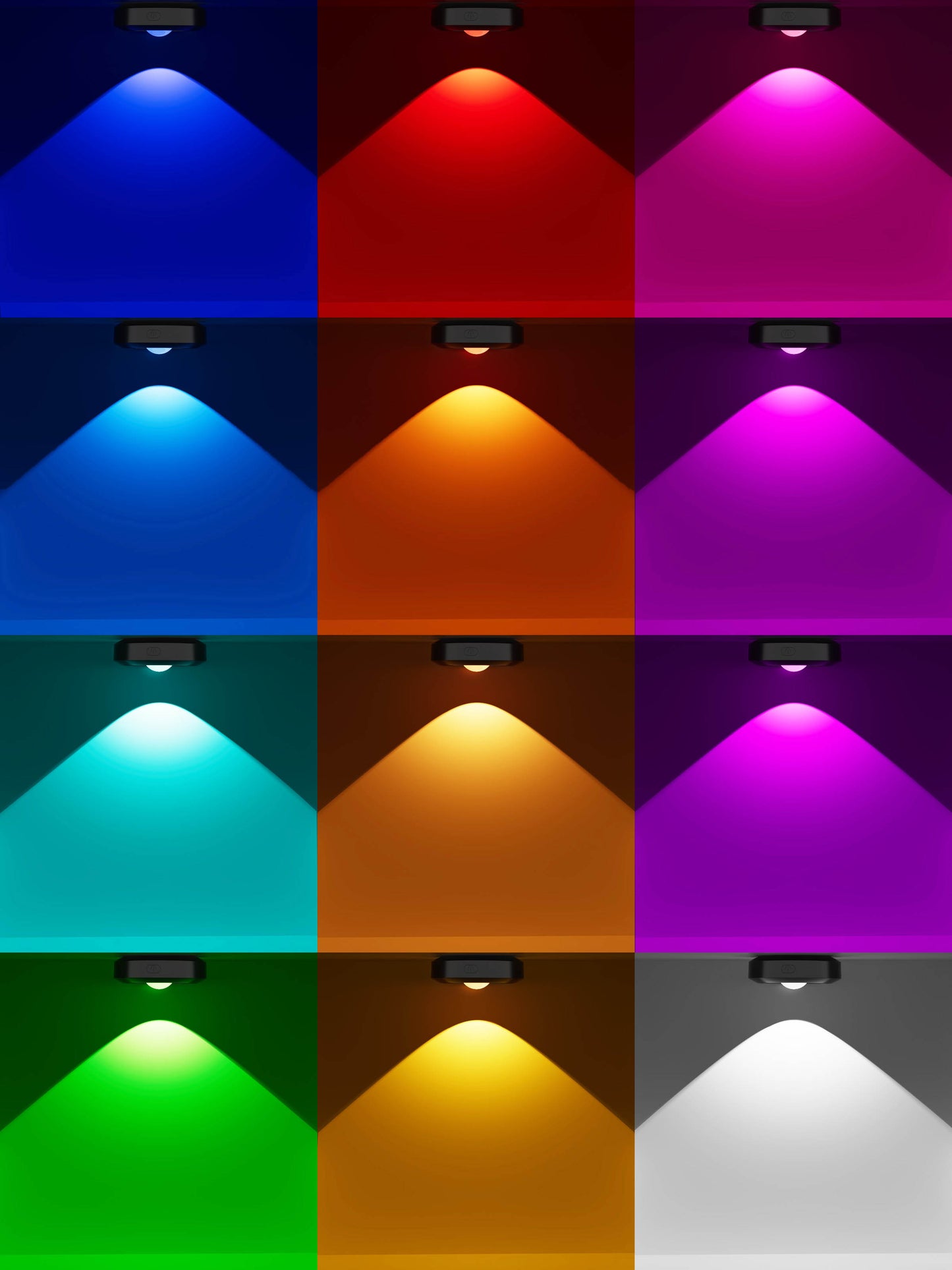 ERSDGG 6 Pack Zum Mini Spot LED Puck Lights - 1500mAh Rechargeable Battery, 12 Colour Lights, dimmable & timed Cabinet Lighting with Remote Control, 3 Lights Modes, Long Battery Life